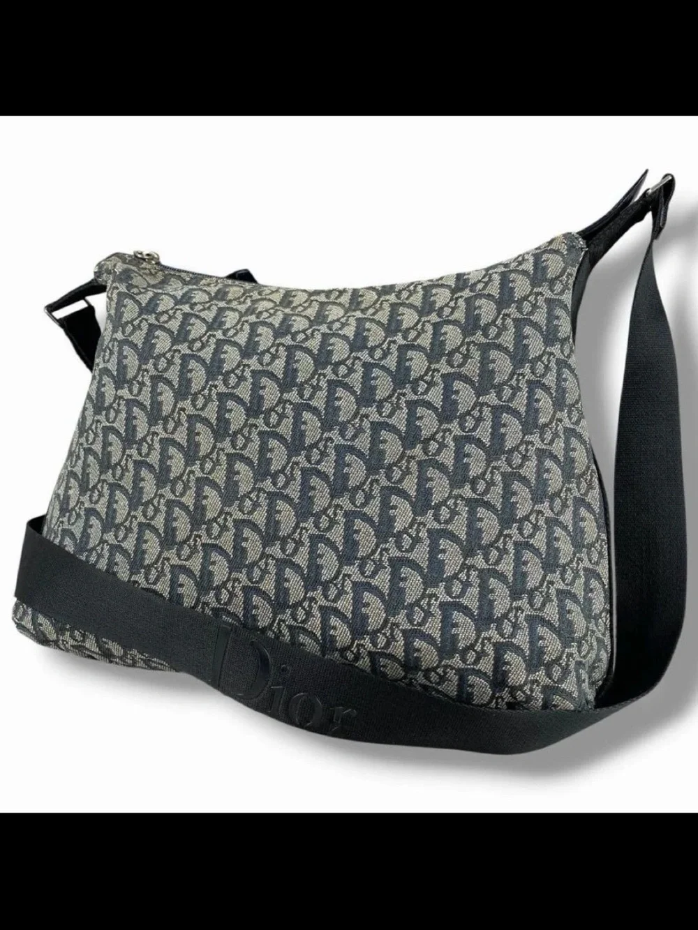 Dior Navy and Beige Oblique Canvas Messenger Bag